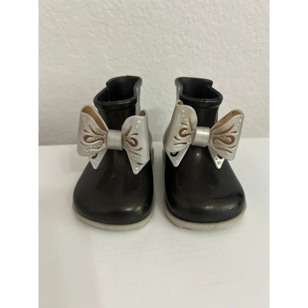 Mini Melissa Black Boots with Gray Bow Toddler Size 6c